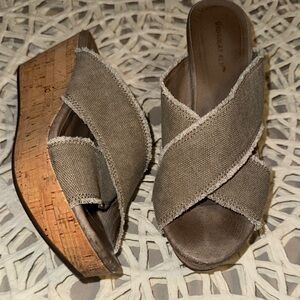 Chocolat Blu "Natural Wild" Two-strap Crisscross Wedge Sandals